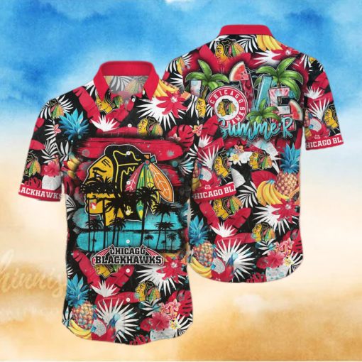 Summer Aloha NHL Chicago Blackhawks Hawaiian Shirt Tropical Fruit Pattern