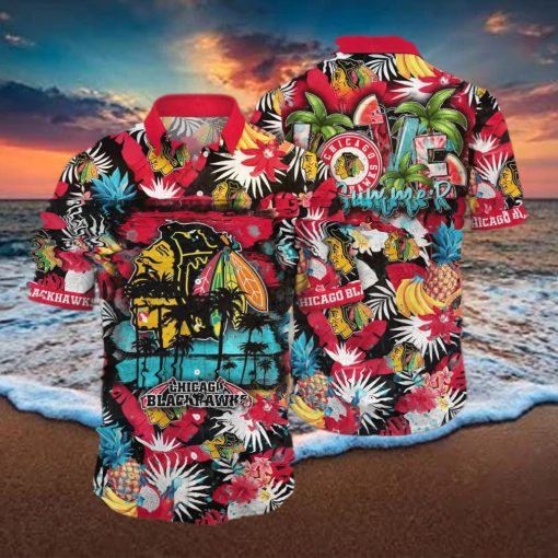 Summer Aloha NHL Chicago Blackhawks Hawaiian Shirt Tropical Fruit Pattern