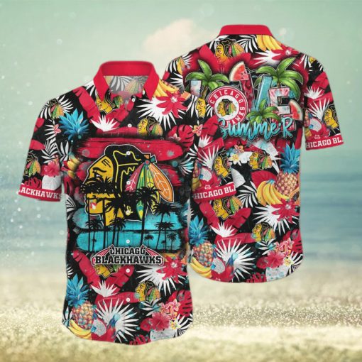 Summer Aloha NHL Chicago Blackhawks Hawaiian Shirt Tropical Fruit Pattern