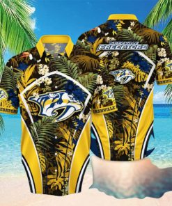 Summer Aloha NHL Nashville Predators Hawaiian Shirt Tropical Palm Leaves hawaiian shirt