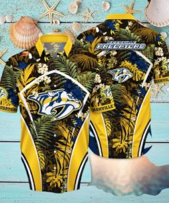 Summer Aloha NHL Nashville Predators Hawaiian Shirt Tropical Palm Leaves hawaiian shirt