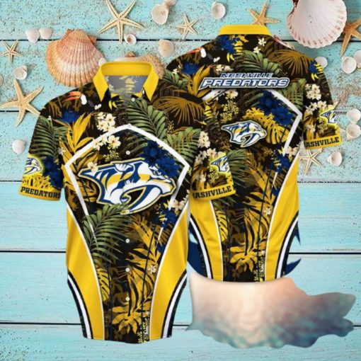 Summer Aloha NHL Nashville Predators Hawaiian Shirt Tropical Palm Leaves hawaiian shirt