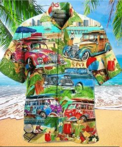 Summer Car Holiday On The Beach Hawaiian Aloha Shirts