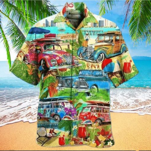 Summer Car Holiday On The Beach Hawaiian Aloha Shirts