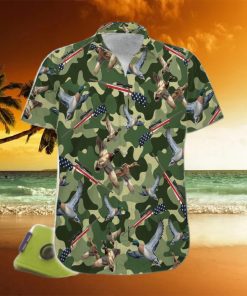 Suns Up Guns Up Duck Hunter Green Camo Pattern Unisex Hawaiian Shirts