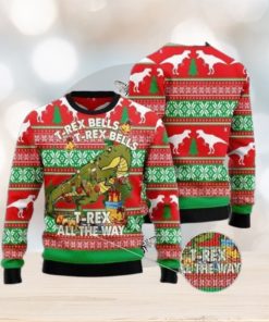 T Rex Christmas Ugly Sweater Gift For Christmas T Rex AOP Print Christmas Ugly Sweater For Men Women