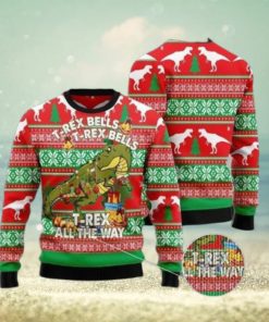 T Rex Christmas Ugly Sweater Gift For Christmas T Rex AOP Print Christmas Ugly Sweater For Men Women