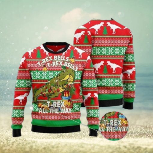 T Rex Christmas Ugly Sweater Gift For Christmas T Rex AOP Print Christmas Ugly Sweater For Men Women