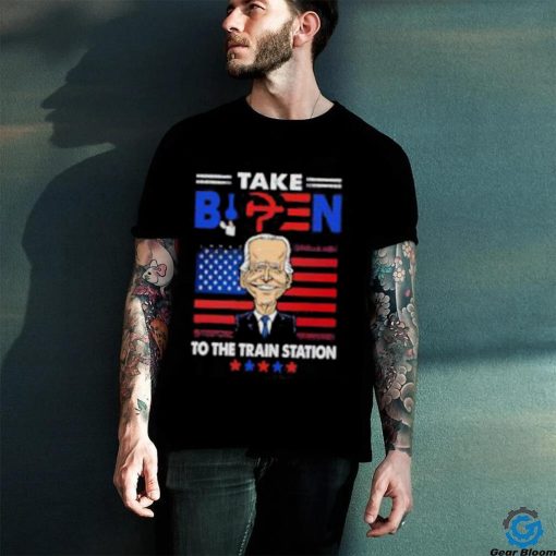 Take Biden to the train station US flag shirt