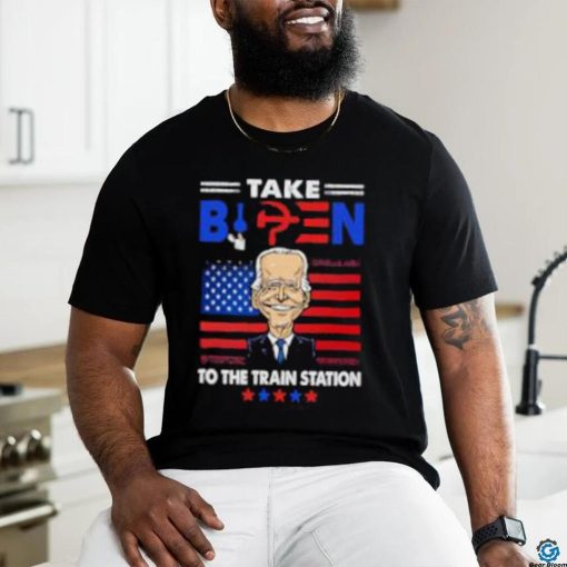 Take Biden to the train station US flag shirt