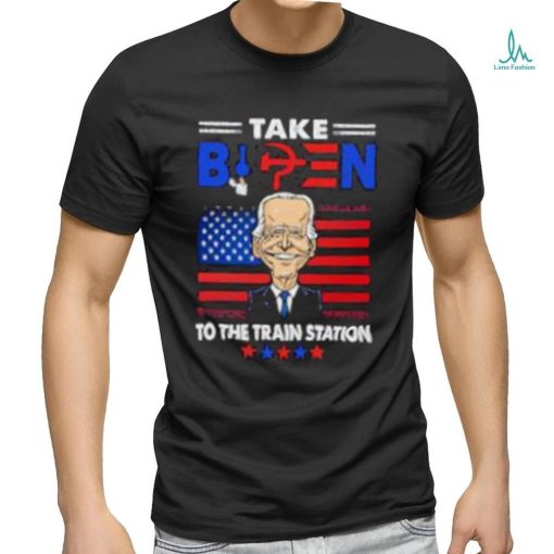 Take Biden to the train station US flag shirt