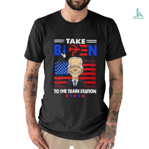 Take Biden to the train station US flag shirt