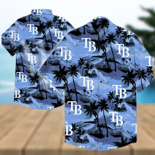 Tampa Bay Rays Mlb Hawaiian Graphic Print Short Sleeve Hawaiian Shirt