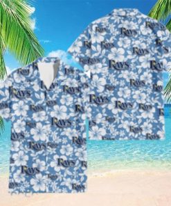 Tampa Bay Rays White Hibiscus Light Blue Texture Background 3D Hawaiian Shirt Gift For Fans