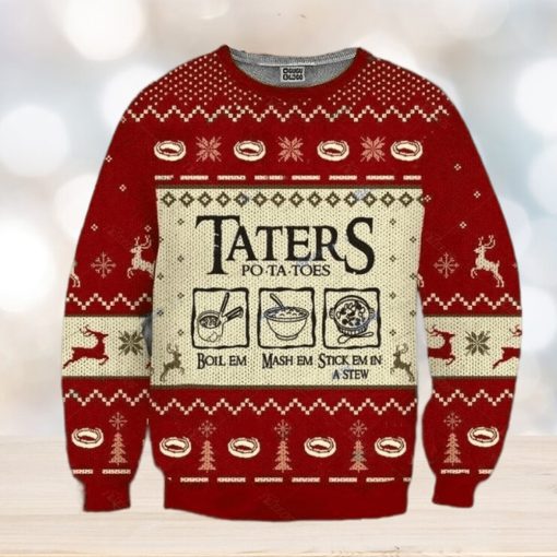 Taters Potatoes LOTR Red Ugly Christmas Sweater