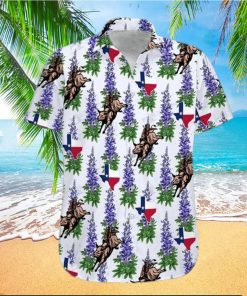 Texas Flag Team Roping Flower Hawaiian Shirts