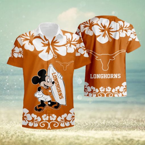 Texas Longhorns 6 Mickey Mouse Set 3D Hawaiian Shirt And Short Gift For Men And Women