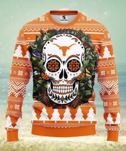 Texas Longhorns Skull Flower Ugly Christmas Ugly Sweater