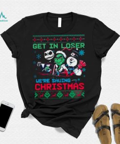 The Grinch Jack Skellington And Snowman Get In Loser We’Re Going Saving Ugly Vintage Christmas Tshirts