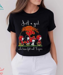 The Peanuts Characters Just A Girl Who Loves Fall And USC Trojans Shirt