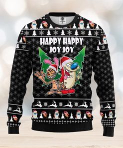 The Ren & Stimpy Happy Happy Joy Joy AOP Print Christmas Ugly Sweater For Men Women