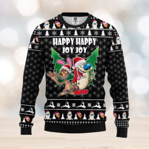 The Ren & Stimpy Happy Happy Joy Joy AOP Print Christmas Ugly Sweater For Men Women