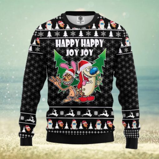 The Ren & Stimpy Happy Happy Joy Joy AOP Print Christmas Ugly Sweater For Men Women