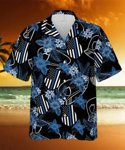 Thin Blue Line Police Badge Flower Unisex Hawaiian Shirts