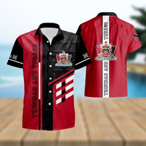 Trinidad And Tobago Coat Of Arms Button Down Set 3D Hawaiian Shirt And Short Gift For Men And Women