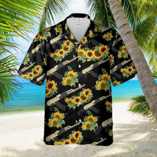 Tropical Gun Ak47 Machine Guns And Sunflowers Hawaiian Shirt Summer Gift For Men And Women 5vdnpTUuV