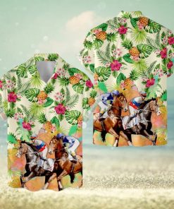 Tropical Horse Racing Hawaiian Shirt For Men Women  Horse Painting Shirt