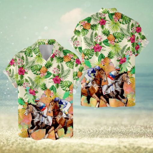 Tropical Horse Racing Hawaiian Shirt For Men Women  Horse Painting Shirt