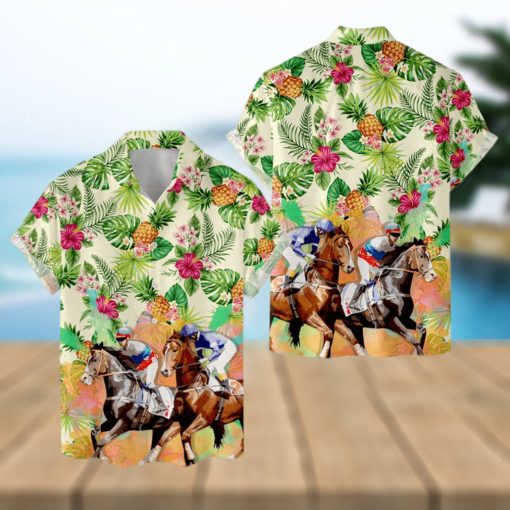 Tropical Horse Racing Hawaiian Shirt For Men Women  Horse Painting Shirt