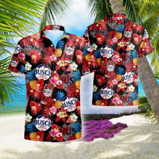 Tropical Pineapple And Busch Light Apple Beer Set 3D Hawaiian Shirt And Short Gift For Men And Women