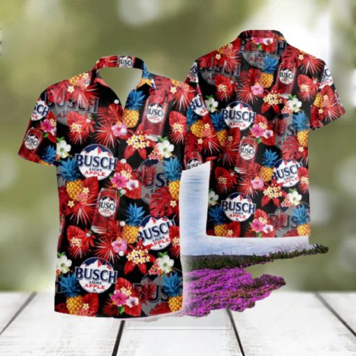 Tropical Pineapple And Busch Light Apple Beer Set 3D Hawaiian Shirt And Short Gift For Men And Women