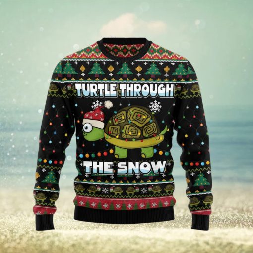 Turtle Through The Snow Funny Family Ugly Christmas Sweater