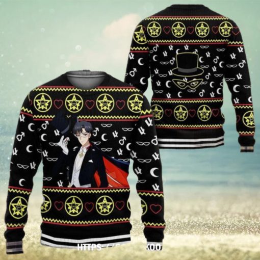 Tuxedo Ugly Christmas Sweater Sailor Moon Anime Xmas 3D Over Print Shirt