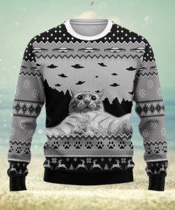 UFO Cat Hoodie Funny Cat Selfi Ugly Christmas Sweater Christmas Gift For Men And Women