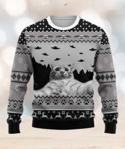 UFO Cat Hoodie Funny Cat Selfi Ugly Christmas Sweater Christmas Gift For Men And Women