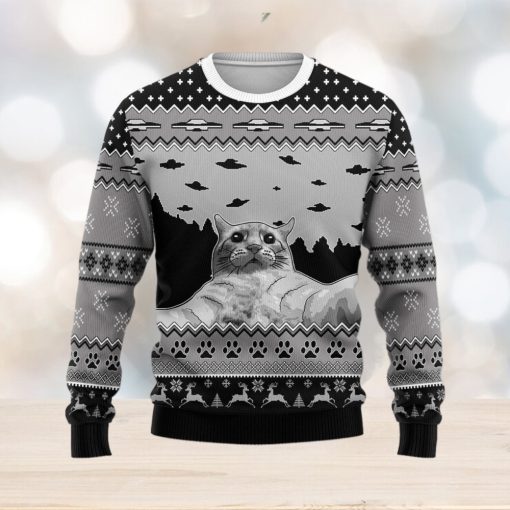 UFO Cat Hoodie Funny Cat Selfi Ugly Christmas Sweater Christmas Gift For Men And Women