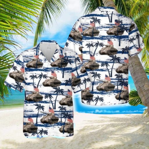 US Army M4A3 76 W HVSS Palm Tree Tropical Short Sleeve Hawaiian Shirt