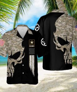 US Army US Veteran Camo Pattern Skull Hawaiian Shirt Summer Gift For Men And Women