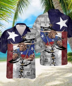 US Flag Longhorn Texas Hawaiian Shirts