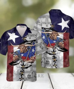 US Flag Longhorn Texas Hawaiian Shirts