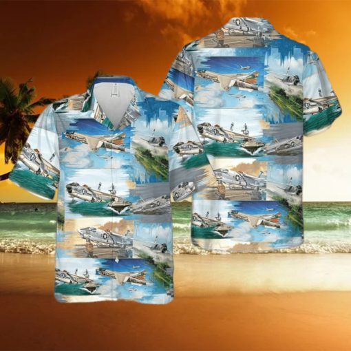 US Navy Vought F 8 Crusader Hawaiian Shirt