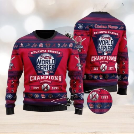 Ugly Atlanta Braves 2022 World Series Trophy Custom For Christmas Ugly SweaterAtlanta 3DAtlanta Gift