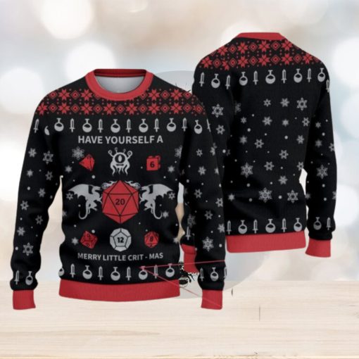 Ugly Have Yourself A Merry Little Crit Mas Ugly Christmas Sweatshirt Dungeons And Dragons Xmas Sweater