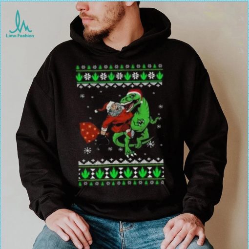 Ugly Santa Riding Dinosaur T Rex Merry Christmas 2023 T Shirt