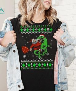 Ugly Santa Riding Dinosaur T Rex Merry Christmas 2023 T Shirt