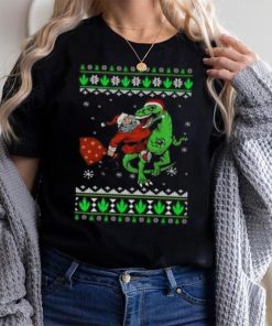 Ugly Santa Riding Dinosaur T Rex Merry Christmas 2023 T Shirt